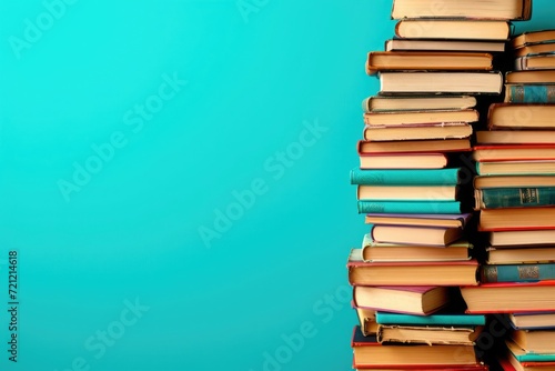 Front view of stock of books on minimalistic background