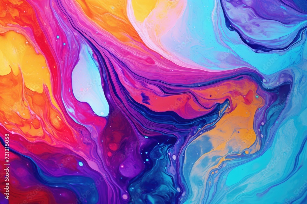 Vibrant colorful abstract fluid painting background.
