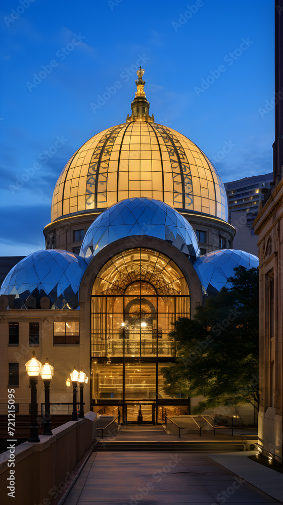 EJ Thomas Hall at Twilight: An Architectural Marvel Nestled Amidst Natural Splendor in Downtown Akron