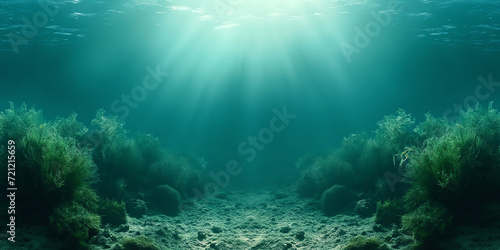 A tranquil scene of bottom of the ocean