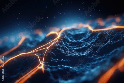 Scifi 3D rendering of glowing particles in space