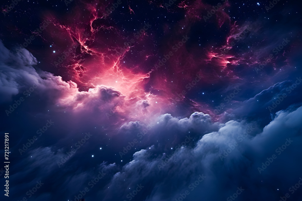 Abstract space background with nebula, stars and galaxies. 3D rendering - obrazy, fototapety, plakaty 