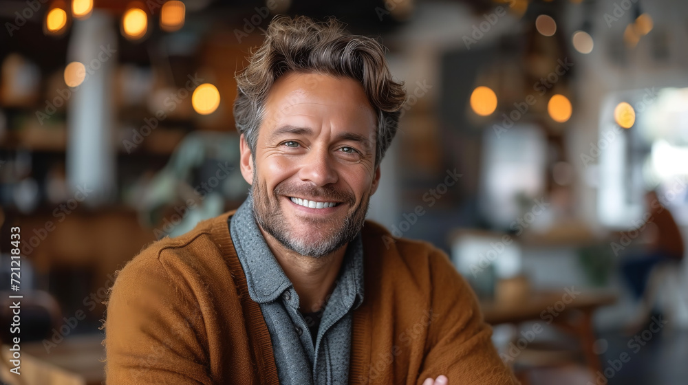 Confident handsome white male professional in office environment smiling at camera Confident handsome white male professional in office environment smiling at camera