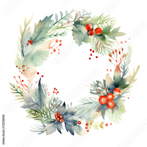 Round Christmas wreath vector watercolor style great design for any purposes illustration