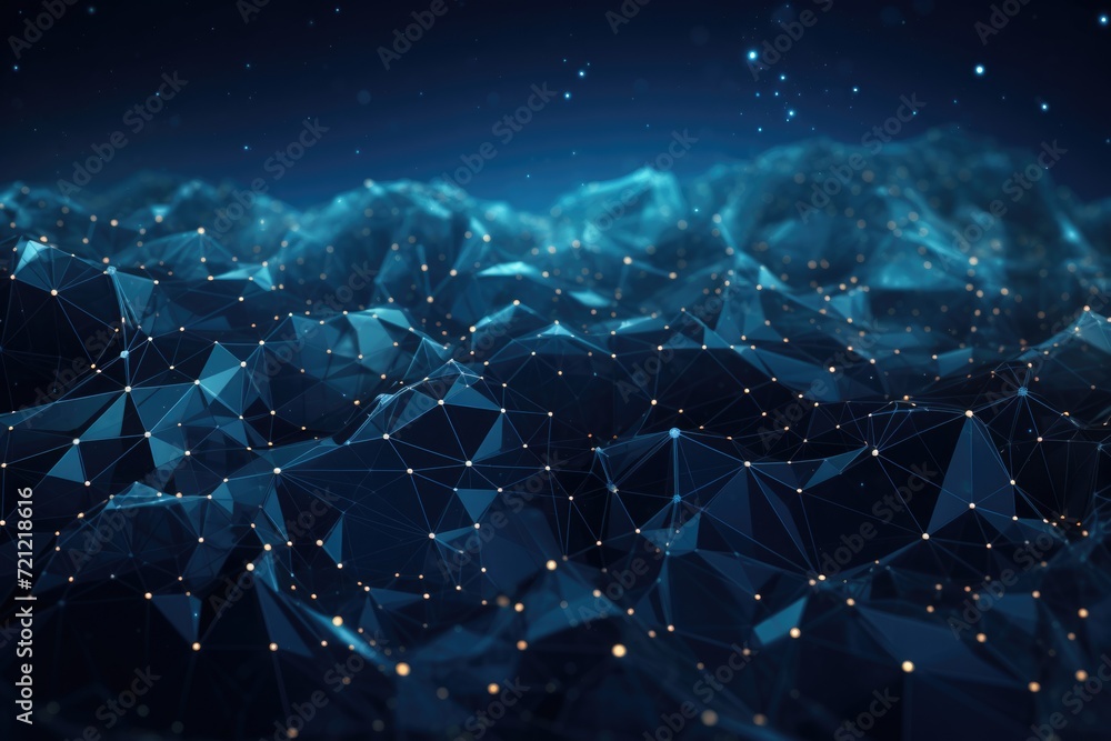 Naklejka premium Abstract wave shape on lowpolygonal background for cyberspace design.