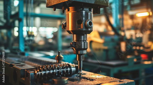 Drill press at industrial factory