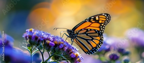 Captivating Monarch Butterfly Shows Exquisite Flower Detail in Macro Shot