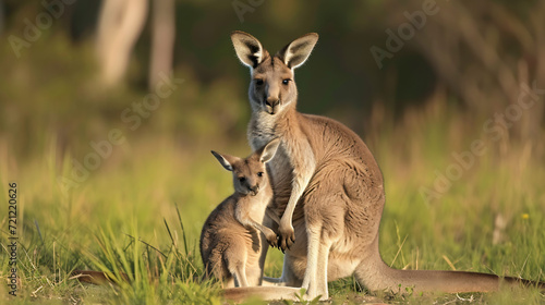 Eastern grey kangaroo Macropus giganteus hiding photo
