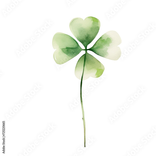 Watercolor a lucky clover leave long green stem clipart transparent background photo