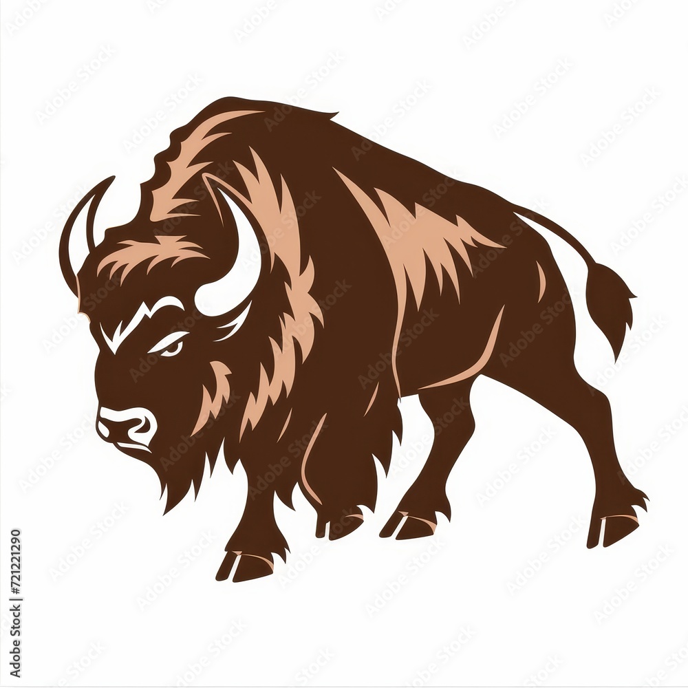 A powerful bison logo, with a shaggy mane and strong stance, in a dark brown color against a white background