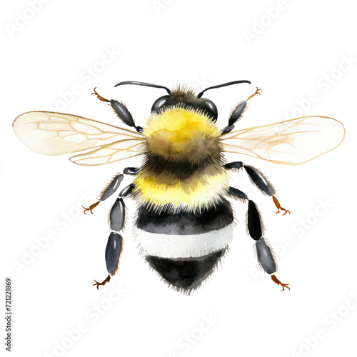 watercolor bee clipart on transparent background photo