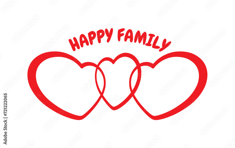 happy family writing and heart symbols. red heart symbols