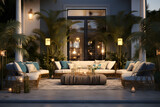 Hollywood Glam inspired outdoor oasis with a stylish lounge
