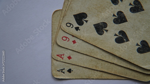 old playing cards, poker two pair