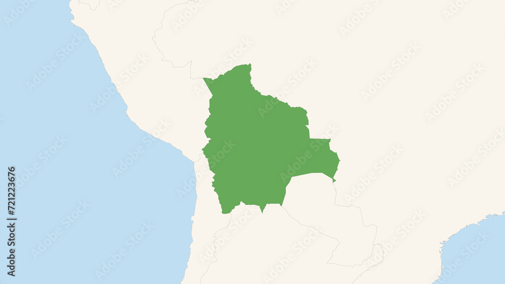 Fototapeta premium Green Bolivia Territory On White and Blue World Map