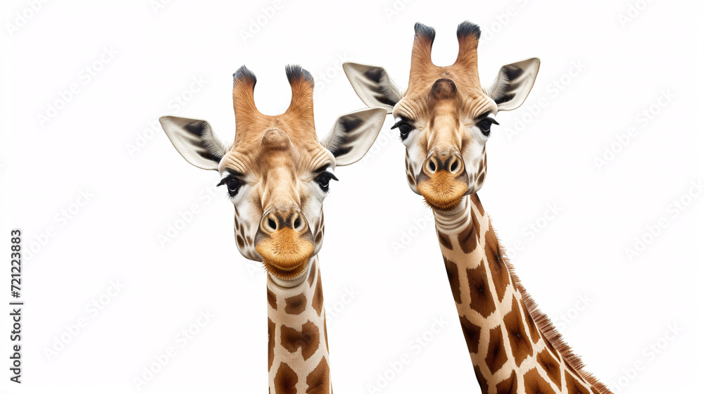 Two giraffes isolated on a white background with clipping path. Two giraffes isolated on a white background with clipping path.