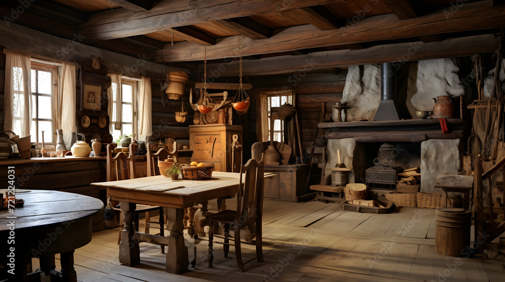 Cozy Rustic Kitchen | Warm and inviting rustic kitchen with wooden beams, brick accents, and vintage decor 