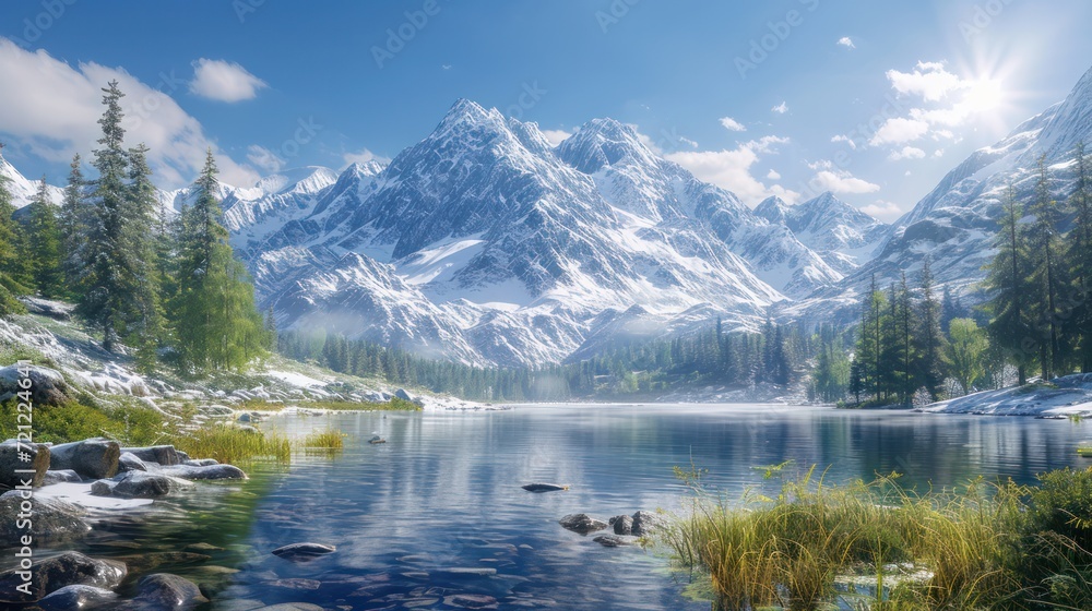 Landscape of mountain beside the river