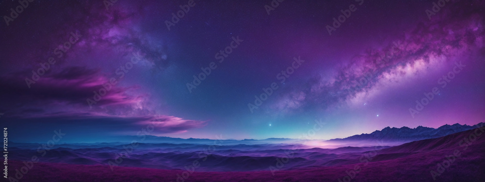 Captivating cosmic night scene, vibrant blue and purple tones, 4K stellar background