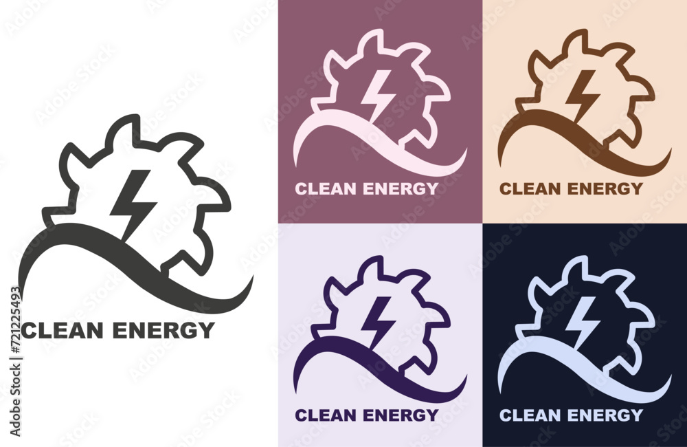 Symbols of clean, renewable and alternative energy. Water energy. Set of energy logos.