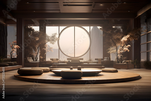 Hotel Lobby with a Zen Inspired Meditation Space
