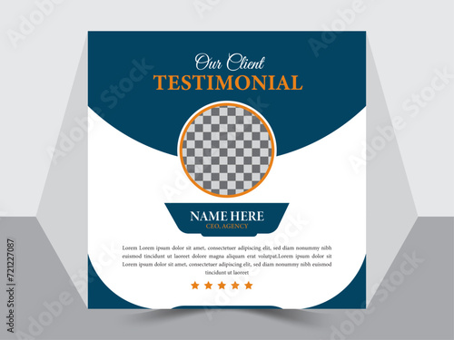 Client testimonial social media post design and square web banner vector illustration template, Customer review banner set