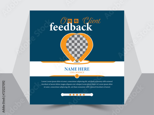 Client testimonial social media post design and square web banner vector illustration template, Customer review banner set