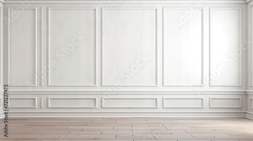 Empty white panelling wall background classical