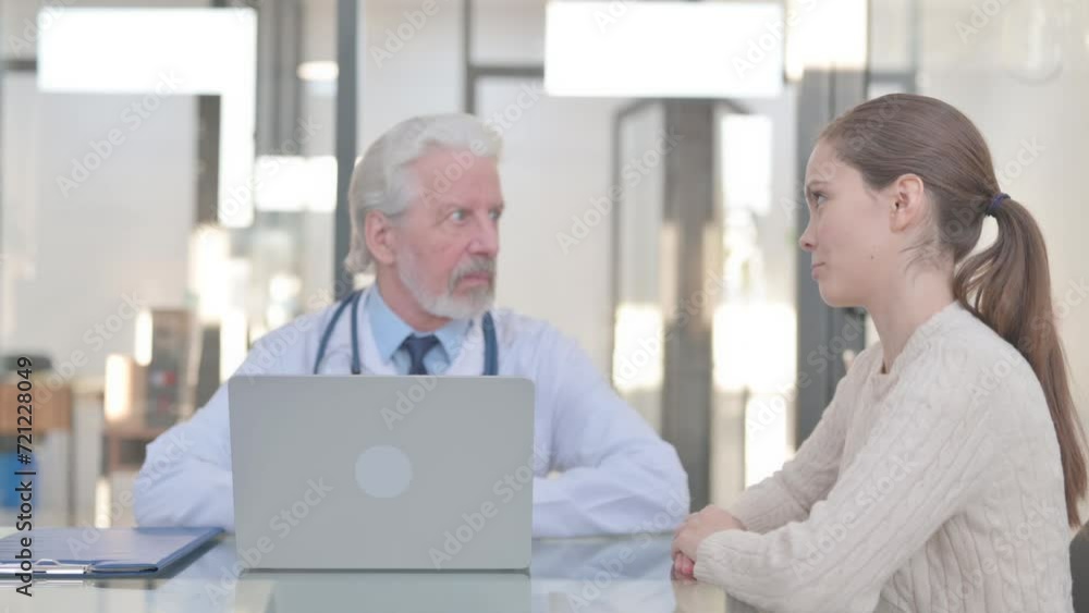 Woman Discussing Health Issues with Senior Doctor Woman Discussing Health Issues with Senior Doctor