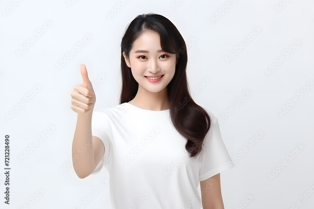 confident asian woman showing thumb up confident asian woman showing thumb up