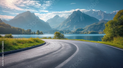Curve Road with Scenic Nature Landscape