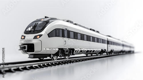 White Luxury Train On Isolated White Background, Generative Ai