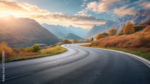 Curve Road with Scenic Nature Landscape