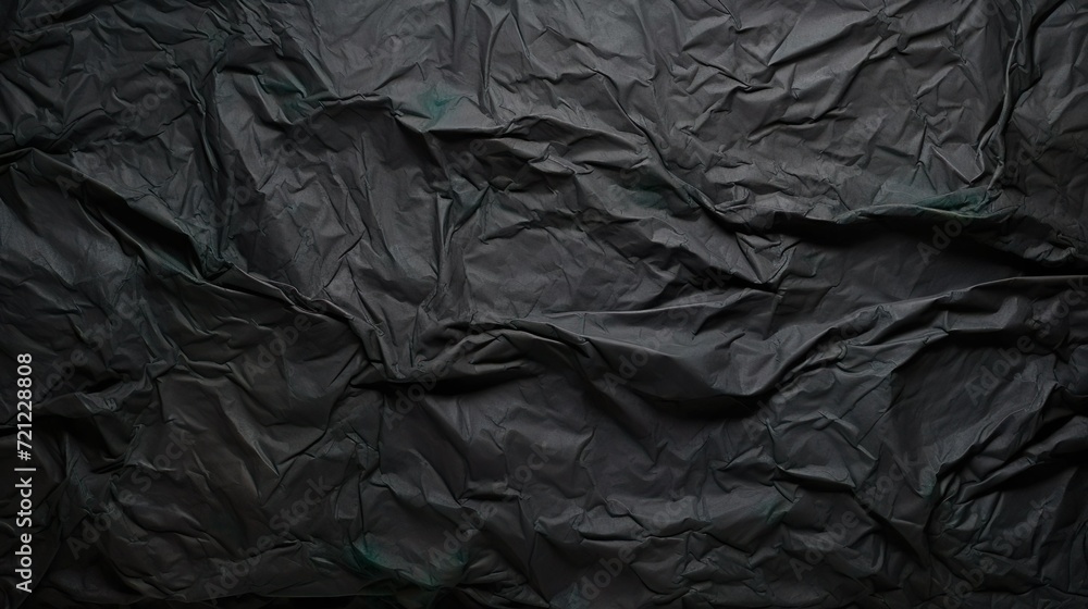 Black crumpled paper texture in low light background Black crumpled paper texture in low light background