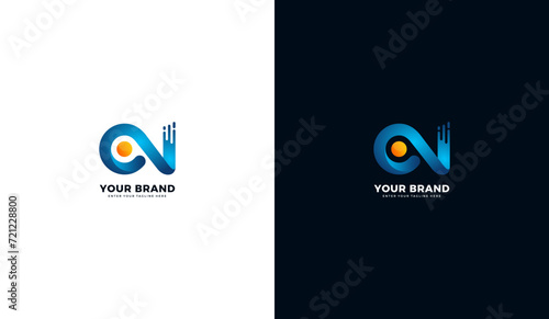 Letter CN tech logo. Monogram logo design, graphic vector