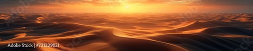 Sunset Over Vast Desert Dunes Landscape banner background © Onchira