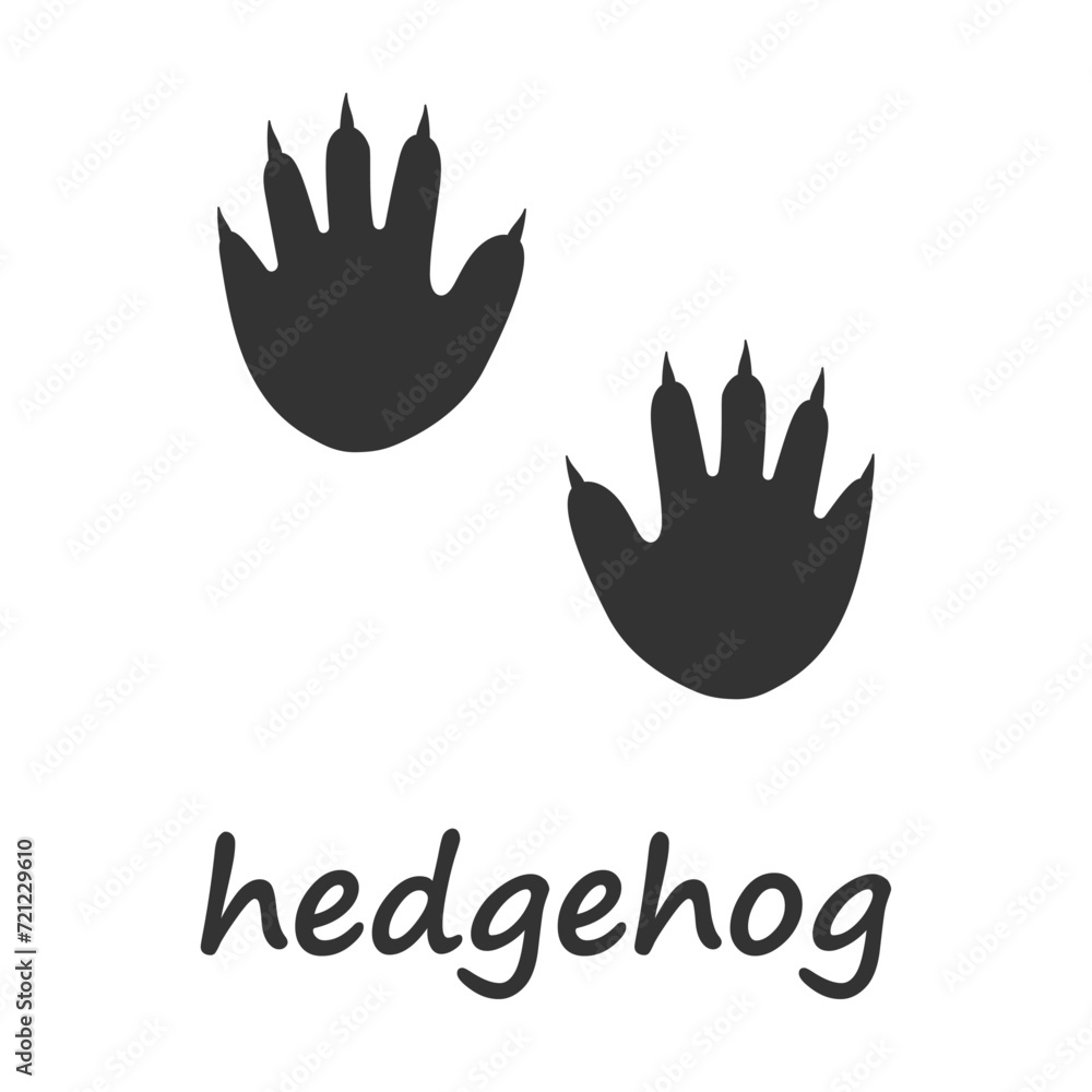 Hedgehog paws. Hedgehog paw print. Vector illustration. Hedgehog paws. Hedgehog paw print. Vector illustration.