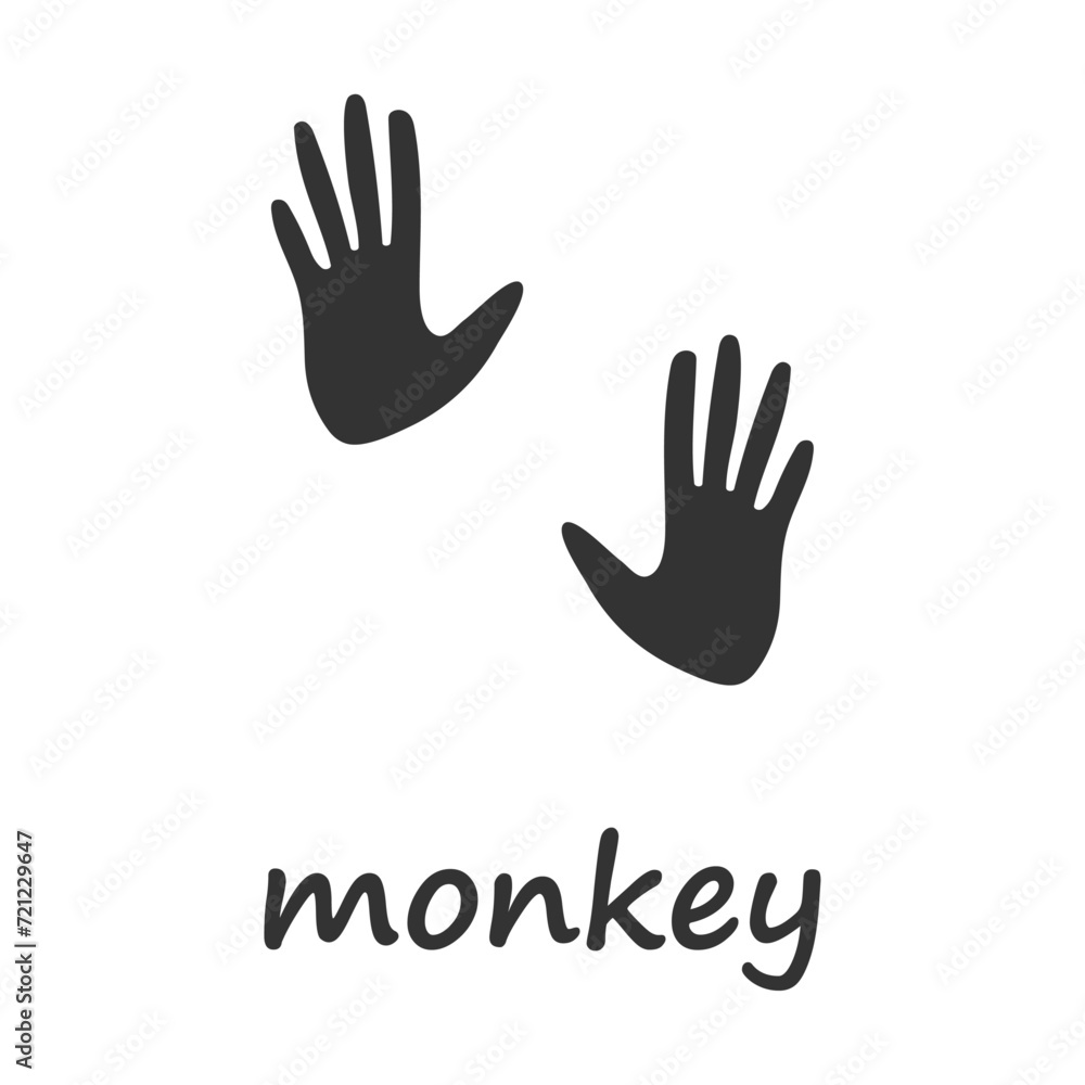 Monkey paws. Monkey paw print. Vector illustration. Monkey paws. Monkey paw print. Vector illustration.