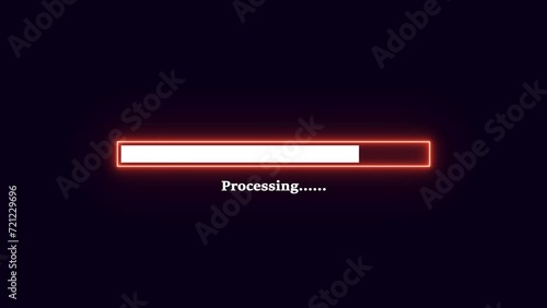Loading Progress Bar Moving , Simple Loading bar screen progress animation, Installation loading bar animation isolated on a black background, Loading Progress Bar Animation photo