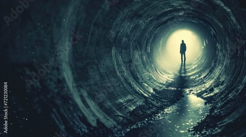 Man Walking Through A Tunnel of Time
