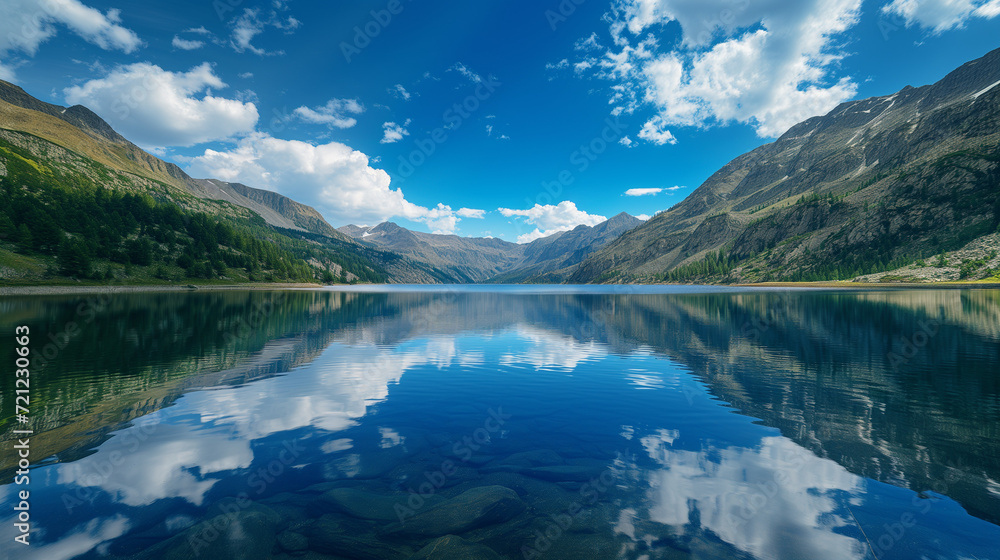 Images of crystal-clear lakes nestled between mountains,