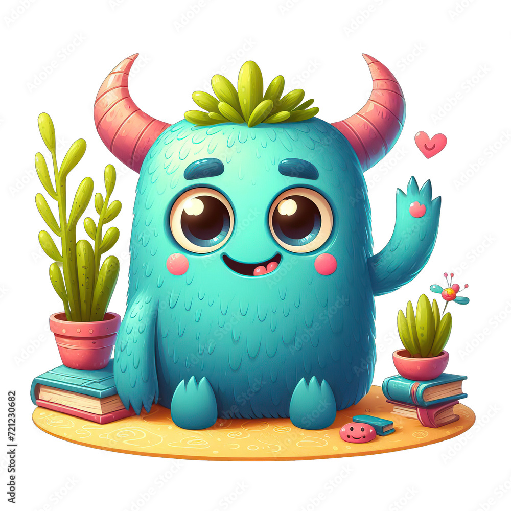 cute monster toy isolated on transparent background cute monster toy isolated on transparent background