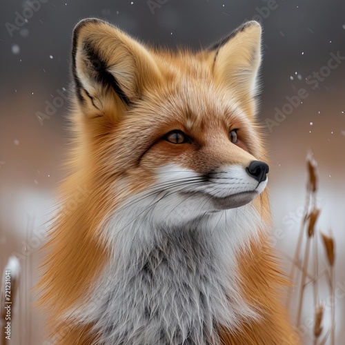 Charming Red Fox  Enchanting photo of a red fox in a natural setting  capturing the beauty of wildlife.