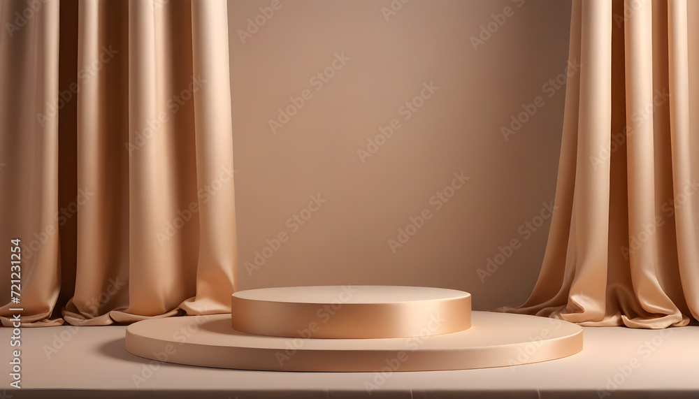 Empty Circular podium, beige product setup Empty Circular podium, beige product setup