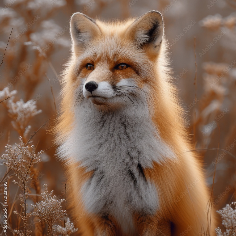 Fototapeta premium Charming Red Fox: Enchanting photo of a red fox in a natural setting, capturing the beauty of wildlife.
