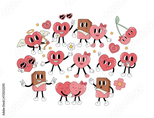 Groovy Valentine Vector Illustration Set