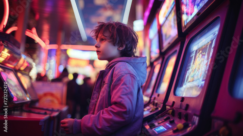 An agitated boy at the arcade.