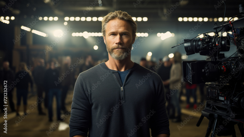 Fototapeta premium Portrait of an adult male movie producer