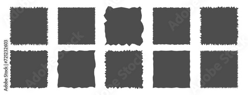 Set of jagged square, torn paper banners vector illustration	