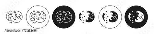 Destroyed planet vector icon mark set symbol for web application